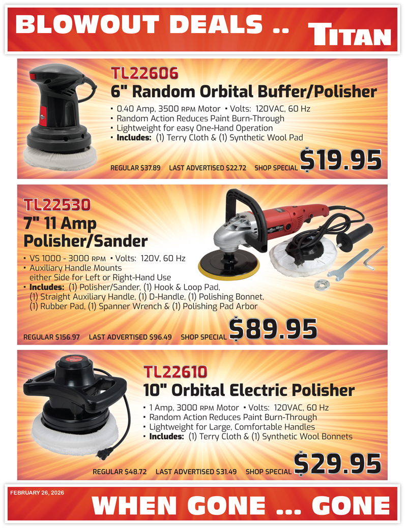 TL Polisher Blowout Deals